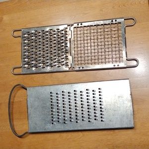 2 Vintage metal cheese / food graters